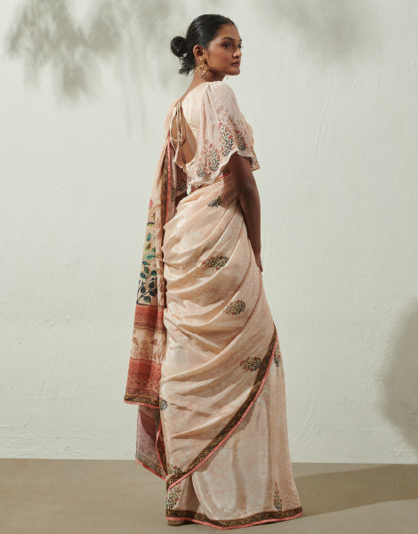 Floral Printed Saree with Stitched Blouse