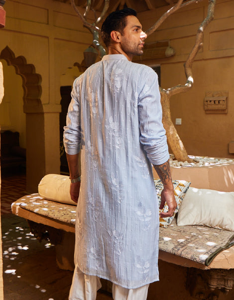 Embroidered Kurta with Loop Button Detail